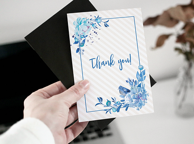 Greeting card - Blue flowers adobe illustrator art artist artwork blue design flower flowers greeting greeting card illustration illustrator postcard thank you thanks vector vector art vector illustration watercolor watercolour