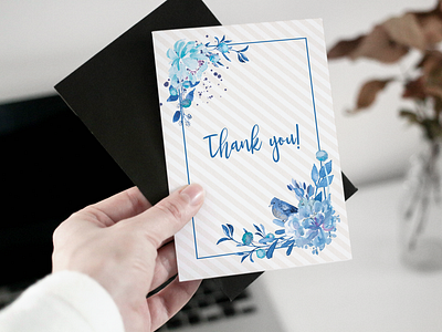 Greeting card - Blue flowers