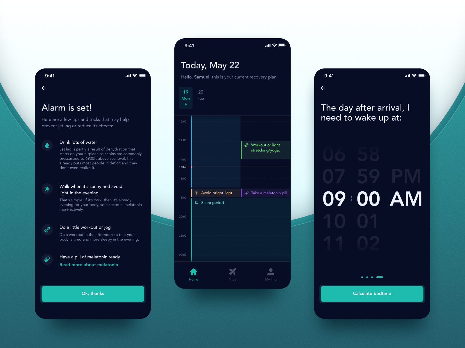 Mobile App to Beat Jet Lag by Daniel for Zajno on Dribbble