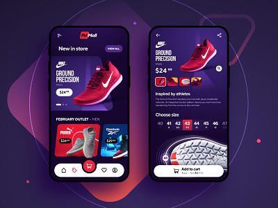 PriMall Sports Shoes android app clean extreme figma inspiration ios iphone shoes sport training ui ux