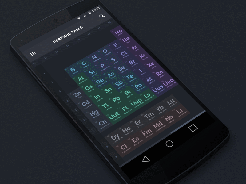 Periodic Table Concept after effects android app gif material design periodic table ui ux