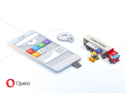 Opera for Android Beta Header beta cog construction functions header illustration opera phone