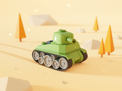 Tank 3d b3d blender cartoon desert low poly lowpoly polygon render tank war