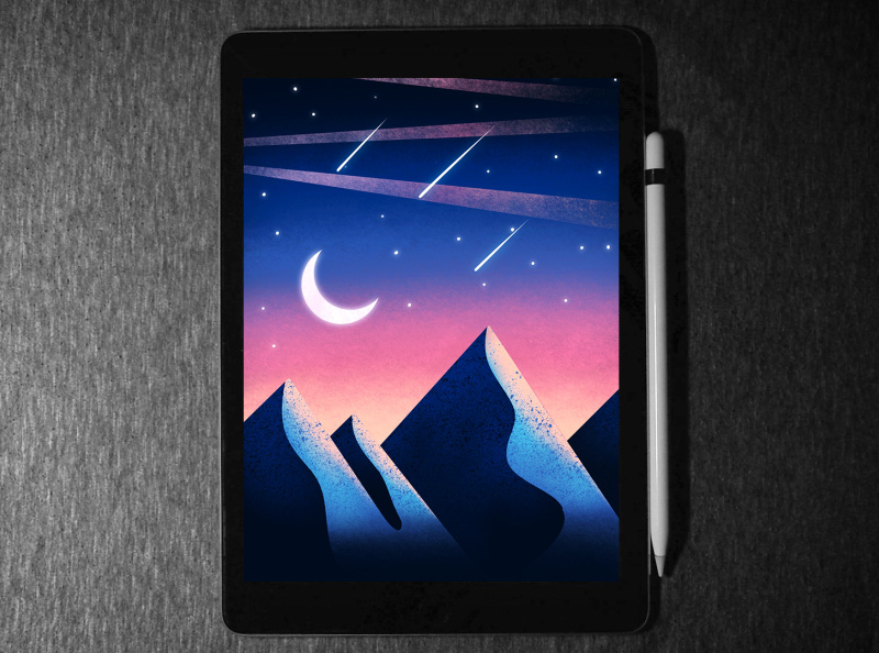 NIGHT SKY ANIMATION easy step by step in procreate by sumit digital art