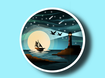 Night scenery 🌃🌙 illustration apple digitalart flatillustration how to create illustration ipadpro landscape nightscape procreate scenery