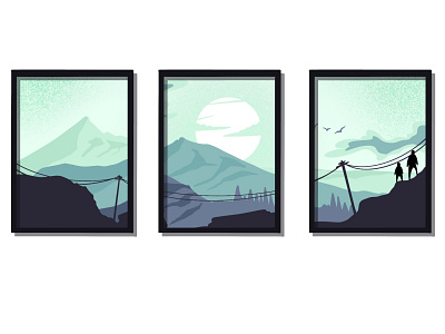 mountain sunrise illustration