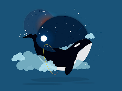 Space Whale vector illustration logo