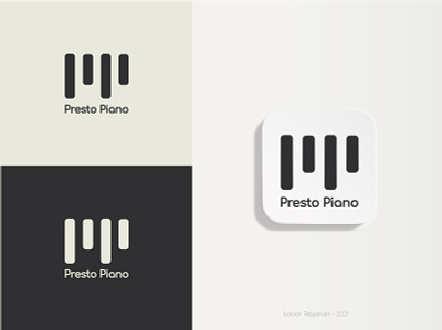 Presto Piano logo branding clavier design icon logo minimal paino piano keys piano logo vector