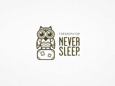 Never Sleep lines logo logotype never owl sleep suitcase tour tourism travel youth