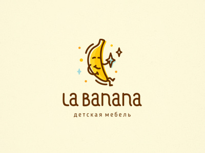 La Banana banana character children cute fantasy fun game lines logo logotype moon sky