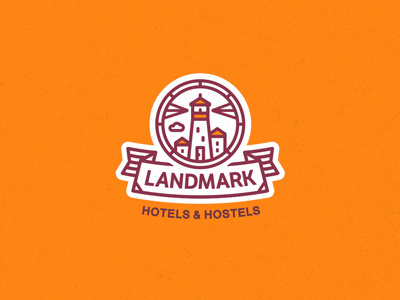 Landmark emblem hostel lighthouse lines logo logotype tape