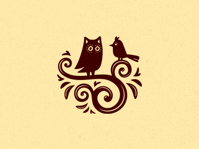 Кофе и круассаны bird birds coffee croissants emblem handmade lark logo logotype owl two