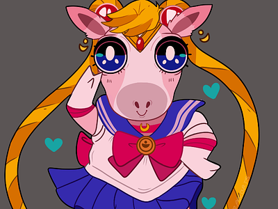 🌟Sailor Moo 🌟 animals anime character character design colourful colours cow cute design freelance girl pink sailor moon