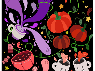 Trick or treat? art childrens illustration cute digital art halloween illustration pattern pattern design