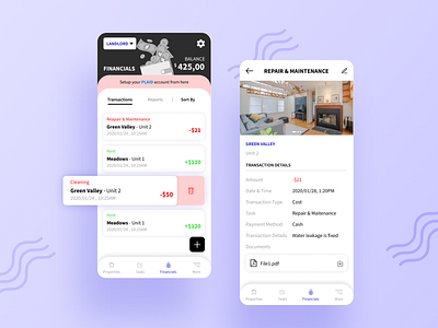 Property Management - Transaction Details app app design mobile ui properties property property management rental rental app renting ui ui ux ui design uidesign uiux