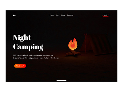 Night Camp 3d 3d art 3d modeling branding camp fire freebie logo modeling night uiux web webdesign website webui wood