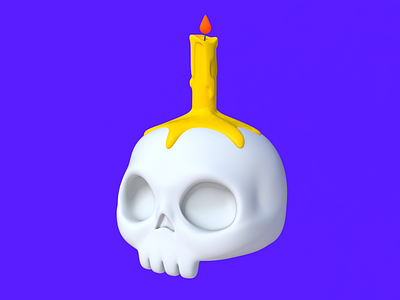 Skull & Candle 3d 3d model blender candle free freebie illustration light logo low moly low poly modeling skull