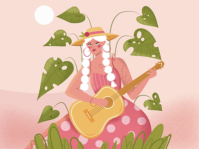 Guitar Lady 2d animation aftereffects animated gif animation character design design guitar illustration illustration art illustrator motion graphics path vector art