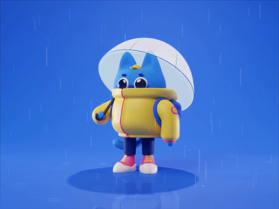 Cold & Rainy Days☔😸 2d animation 2d rain 3d 3d character 3d motion 3danimation aftereffects animated gif animation blender cat illustration motion graphics path rain