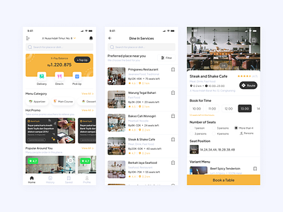 Food App - Dine In Services app delivery delivery service design dine in dine in app food food app food delivery mobile order food pick up app ui ux