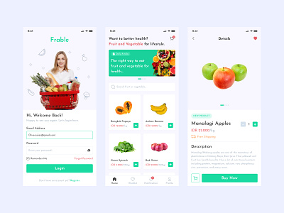 Frable - Fruit & Vegetables Shop app design food fruit fruit shop fruit store green grocery grocery store mobile ui ux vegetable vegetable store