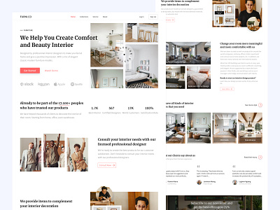 Furni.co - Interior Design clean design decoration design designer furniture interior interior design landing page room subscribe testimonial ui ux web