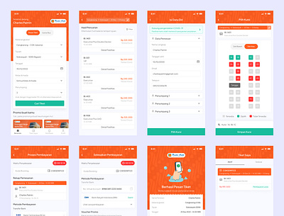 Redesign - Rosalia Indah Transport App app bus bus app bus ticket clean ui design mobile orange payment app reservation reservation ticket ticket app ticketing transportation travel travel app ui ux