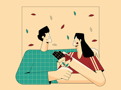 Flowers & Chocolate adobe illustrator behance character character design character designer design dribbble feb 14 february 14 flat design illustration illustrator love illustration love vector lovers illustrations procreate valentine vector valentines day vector vector lovers