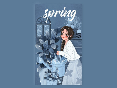 spring&girl animation branding design illustration illustrator 原创 设计