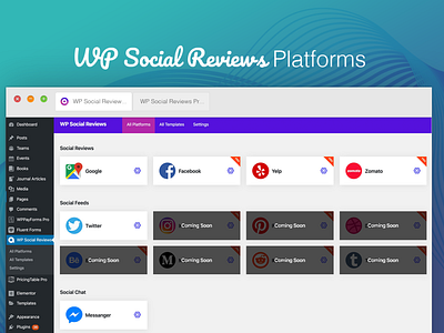 Free WordPress Plugin WP Social Reviews : Platforms