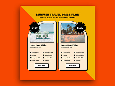 Summer Travel Price Plan brutal brutalism brutalist design card design digital neobrutalism plan price product retro travel trend website