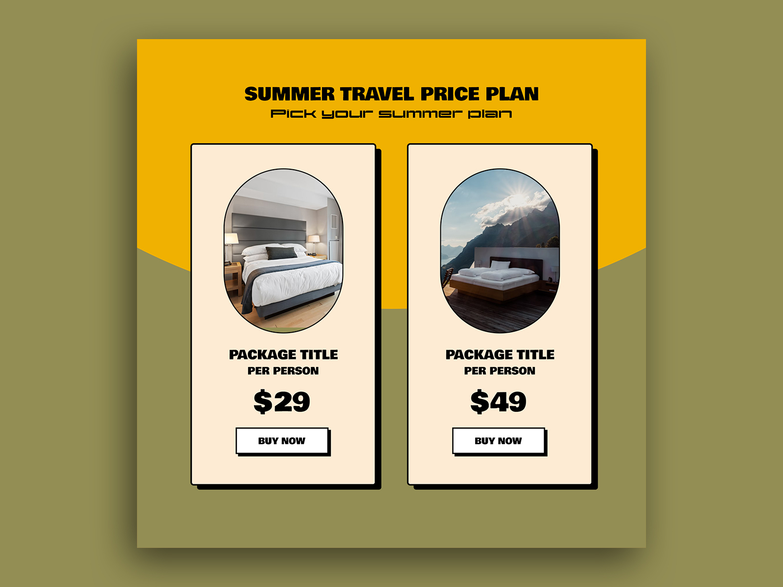 Yellow Olive Travel Agency Price Plan By Kawsar On Dribbble