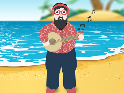 Love Music beach boy character flat headphones illustration kit8 listen love music player vector