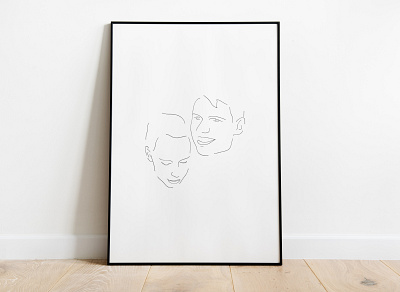 Line drawing faces frame illustration line drawing lines minimalist portrait