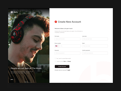 Beats login page