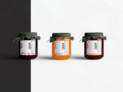 ORGANIC - Jam Design Concept flavour fruit jam jar label logo mockup