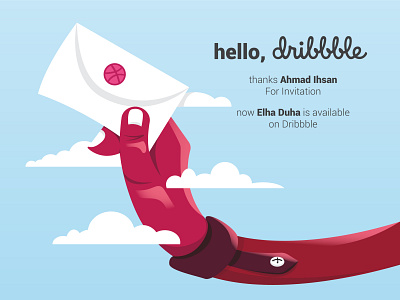 Hello Dribbble, Elha Duha is available on Dribbble design flat flat illustration illustration invitation minimal sky vector