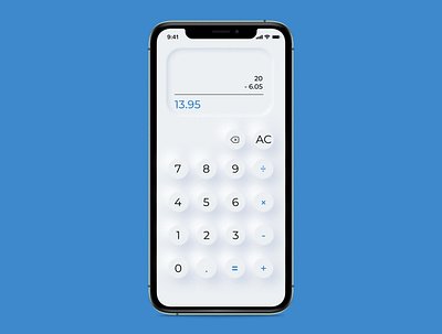 Calculator 004 blue calculator daily ui figma figmadesign neumorphic design neumorphism ui ui ui design white