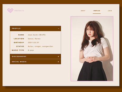 User Profile 006 brown daily ui figma figmadesign kpop pink user profile webdesign webdesigner website