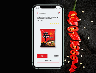 E-commerce 012 app app design black black design challenge daily ui figma figmadesign food noodles ramen red