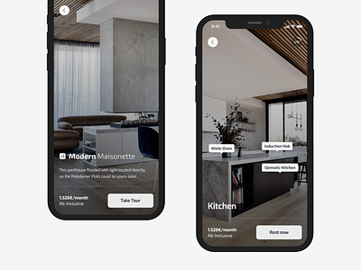 Apartment Tour animation apartment app ar back branding button design gallery image interior ios map offer pin rent tour ui ux vr