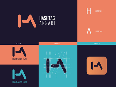 HASHTAG ANSARI (LetterMark) adobe illustrator branding details lettermark logo vector