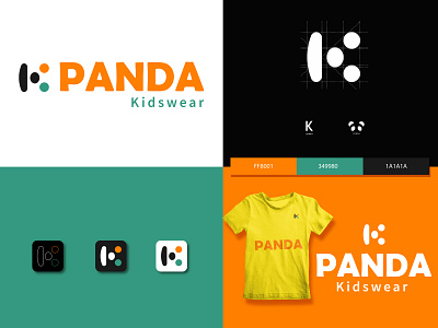 KPANDA KIDSWEAR Brand apparel logo branding design illustraion kids kidswear logo mark mockup panda typogaphy