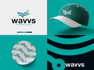 WAVVS TECHNOLOGIES branding design graphic design logodesign mockups photoshop work