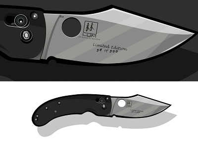 Lum Mini-Onslaught Folding Knife adobe illustrator illustraion knife photoshop shading