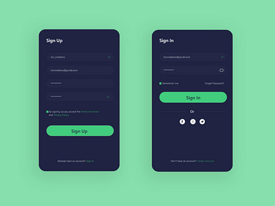 Sign In / Sign Up Page app creative mobile mobile app sign in sign up signin signup simple ui design uiux ux uxdesign