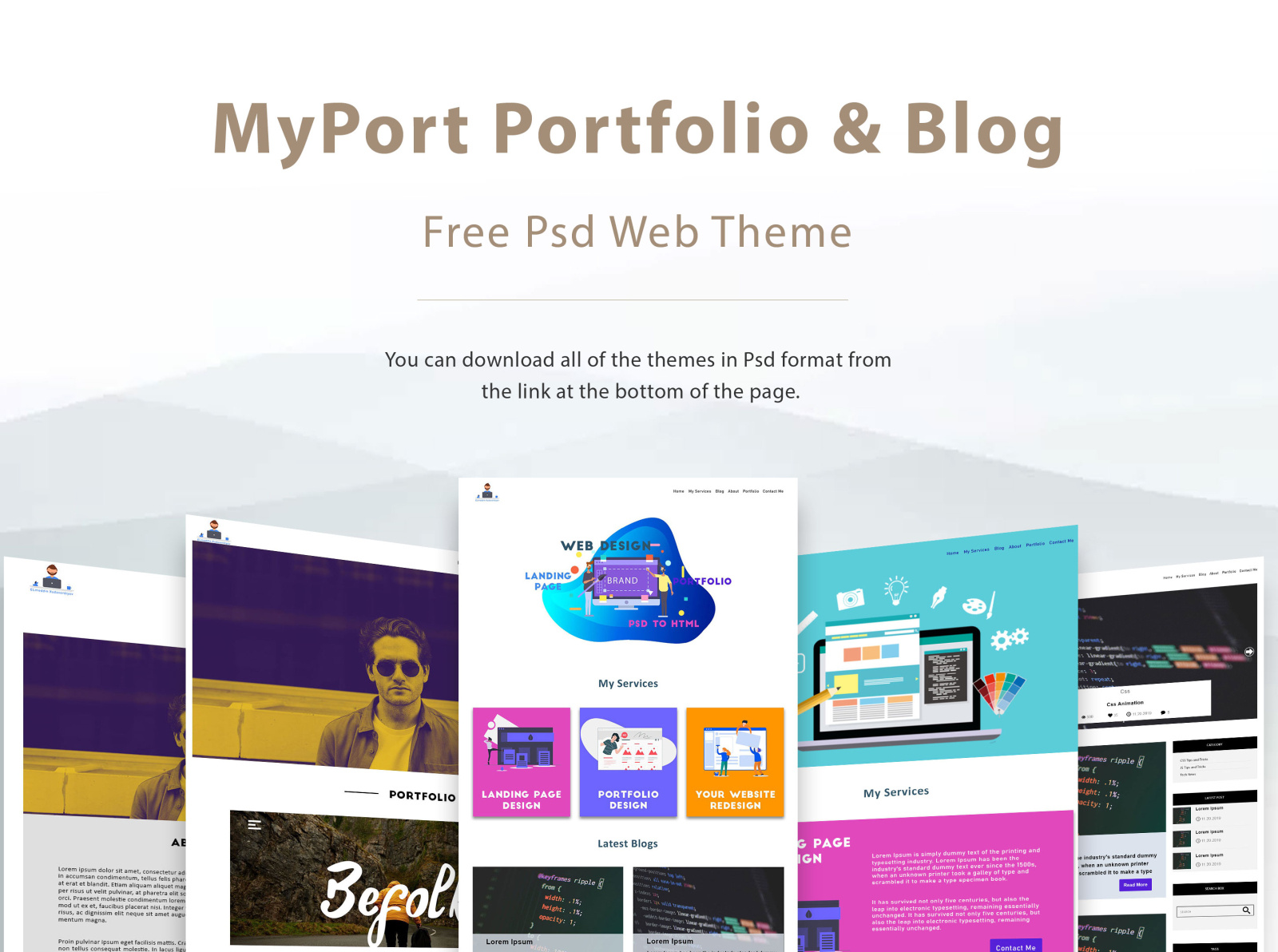Блог портфолио. Портфолио для псд. набор myport. portfolio psd. myport.
