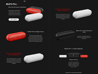 Beats Pill+ Landing Page Design beats pi̇ll design free web desi̇gn landi̇ng web page ui ux desi̇gn web web one page web one page website