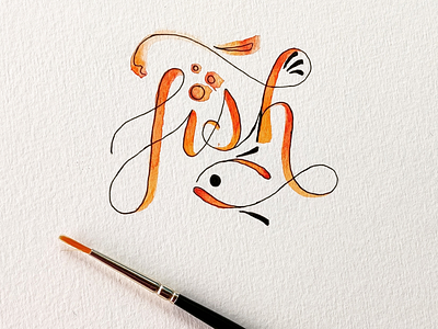 Fish - Doodlegraphy- Inktober calligraphy doodle illustration inktober2020 lettering micro pen watercolor