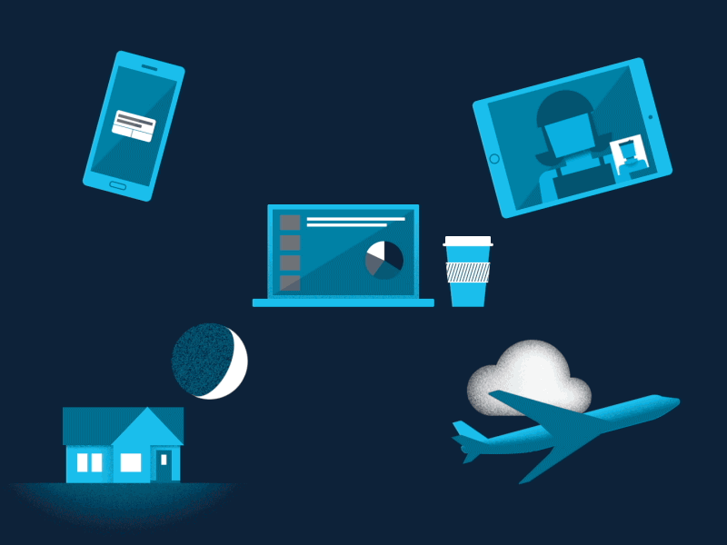 Devices and Work blue gif illustration